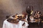 HEDA, Willem Claesz. Breakfast Table with Blackberry Pie painting